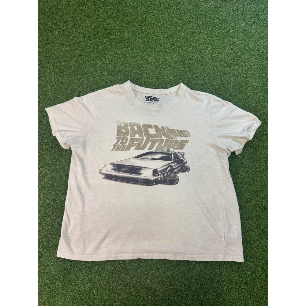 Back to the Future DeLorean‎ Graphic T-Shirt Mens Large Beige Short Sleeve Tee